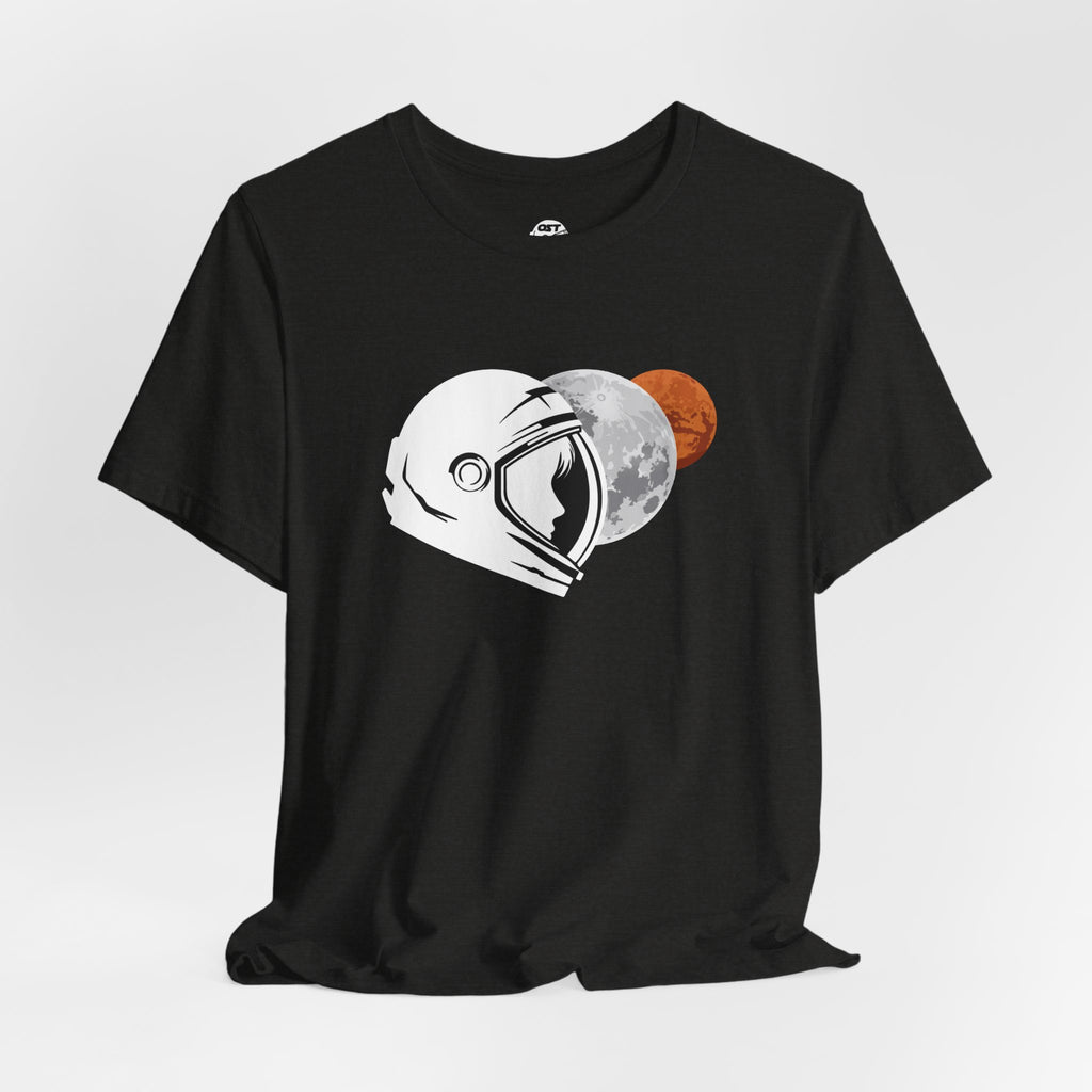 Astronaut with Moon & Mars T-shirt | Space Exploration Graphic Tee