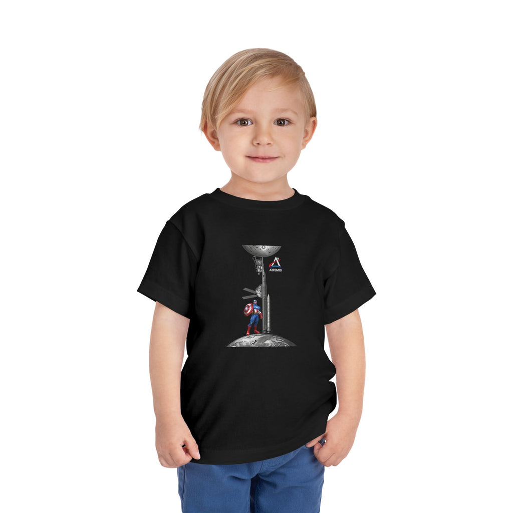 Astronaut Kid on Moon Toddler Tee | Space Helmet Rocket Illustration