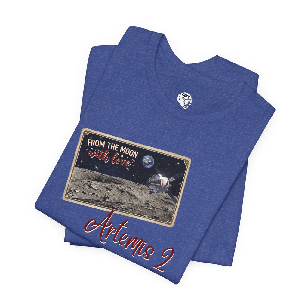 Artemis 2 Moon Postcard T-shirt | Space Mission Graphic Tee