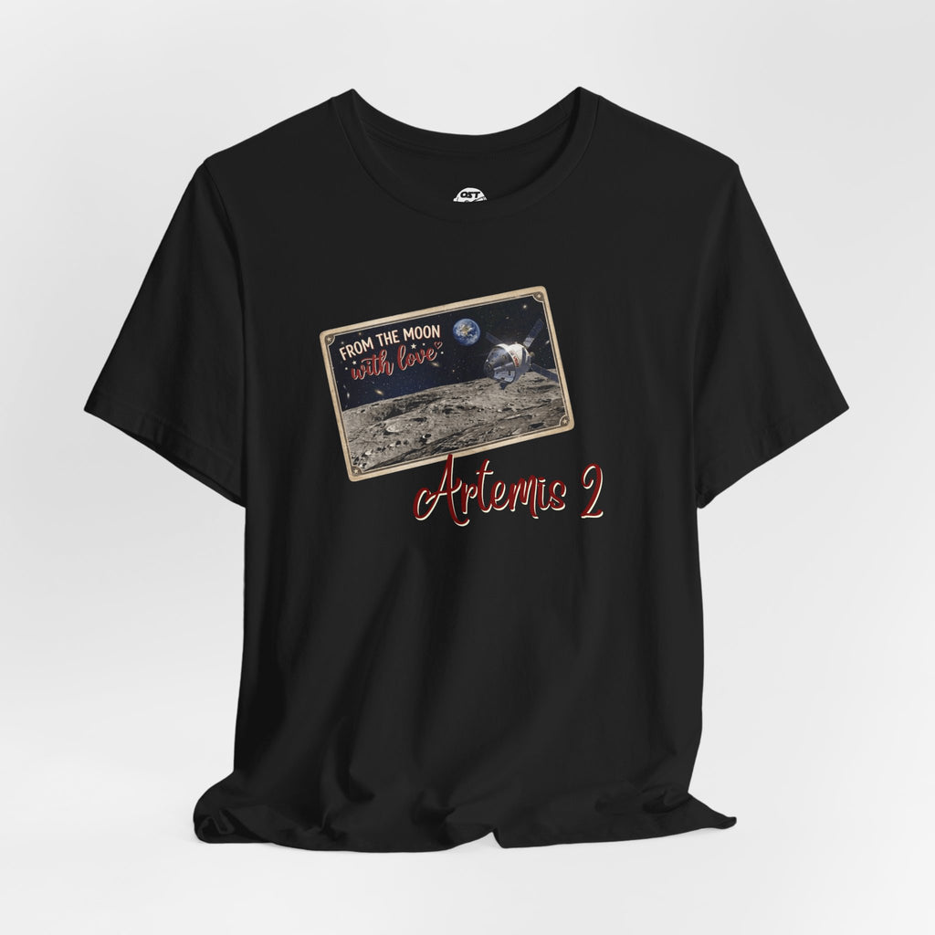 Artemis 2 Moon Postcard T-shirt | Space Mission Graphic Tee