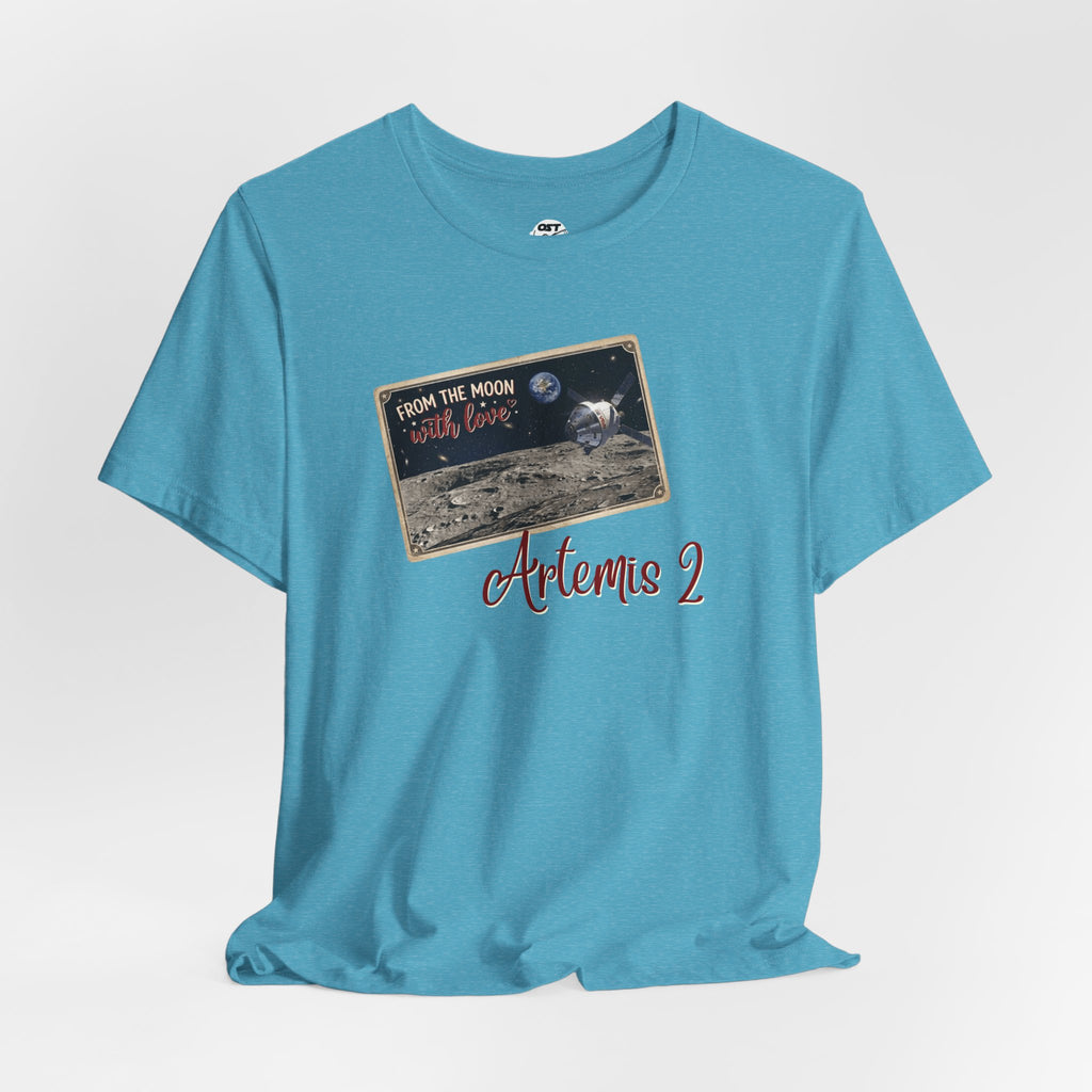 Artemis 2 Moon Postcard T-shirt | Space Mission Graphic Tee