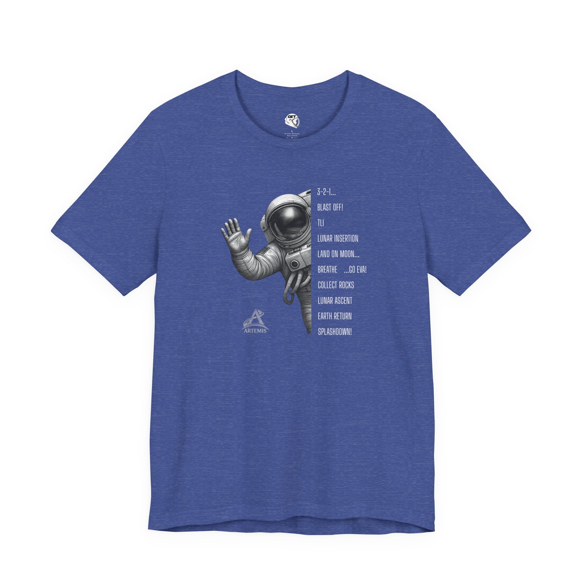 Artemis Mission Timeline with Astronaut | Space Mission Vintage Graphic Tee