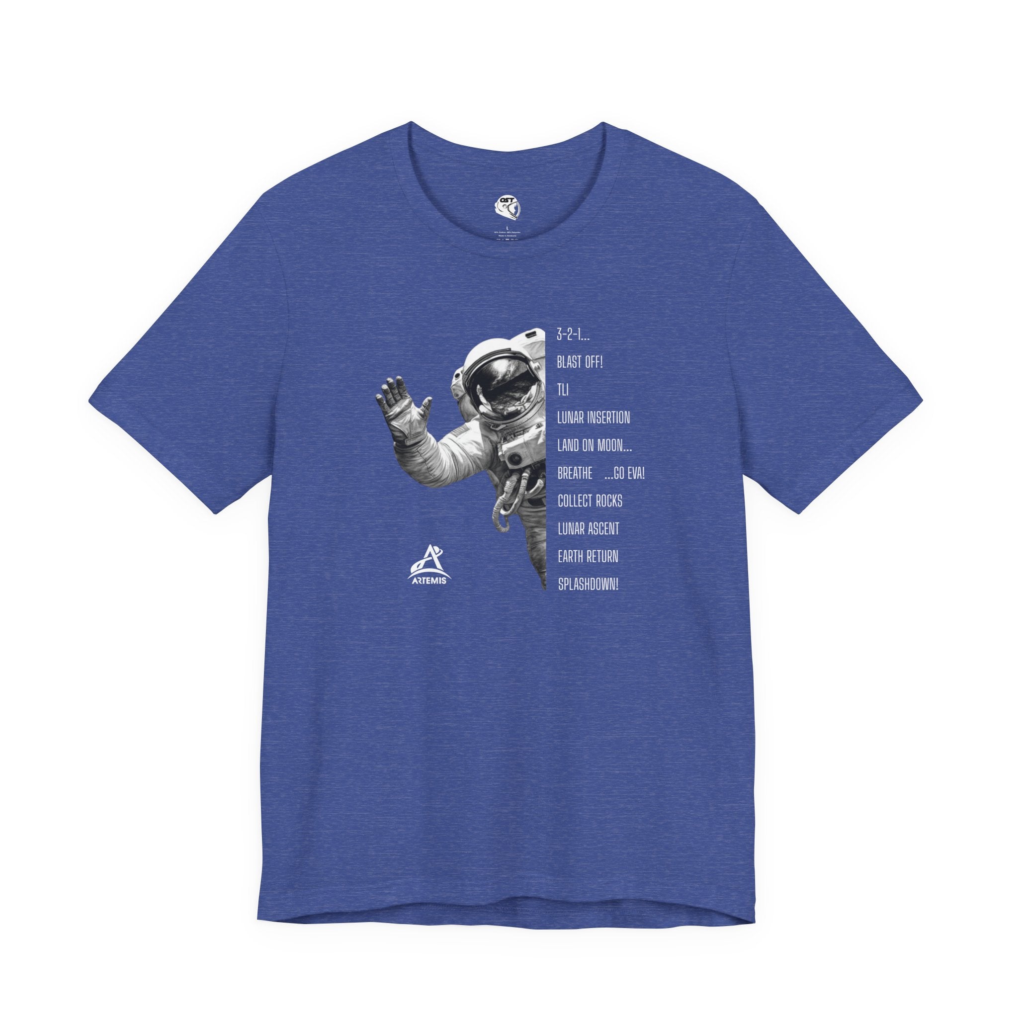 Artemis Mission Timeline with Astronaut T-shirt | Space Mission Graphic Tee