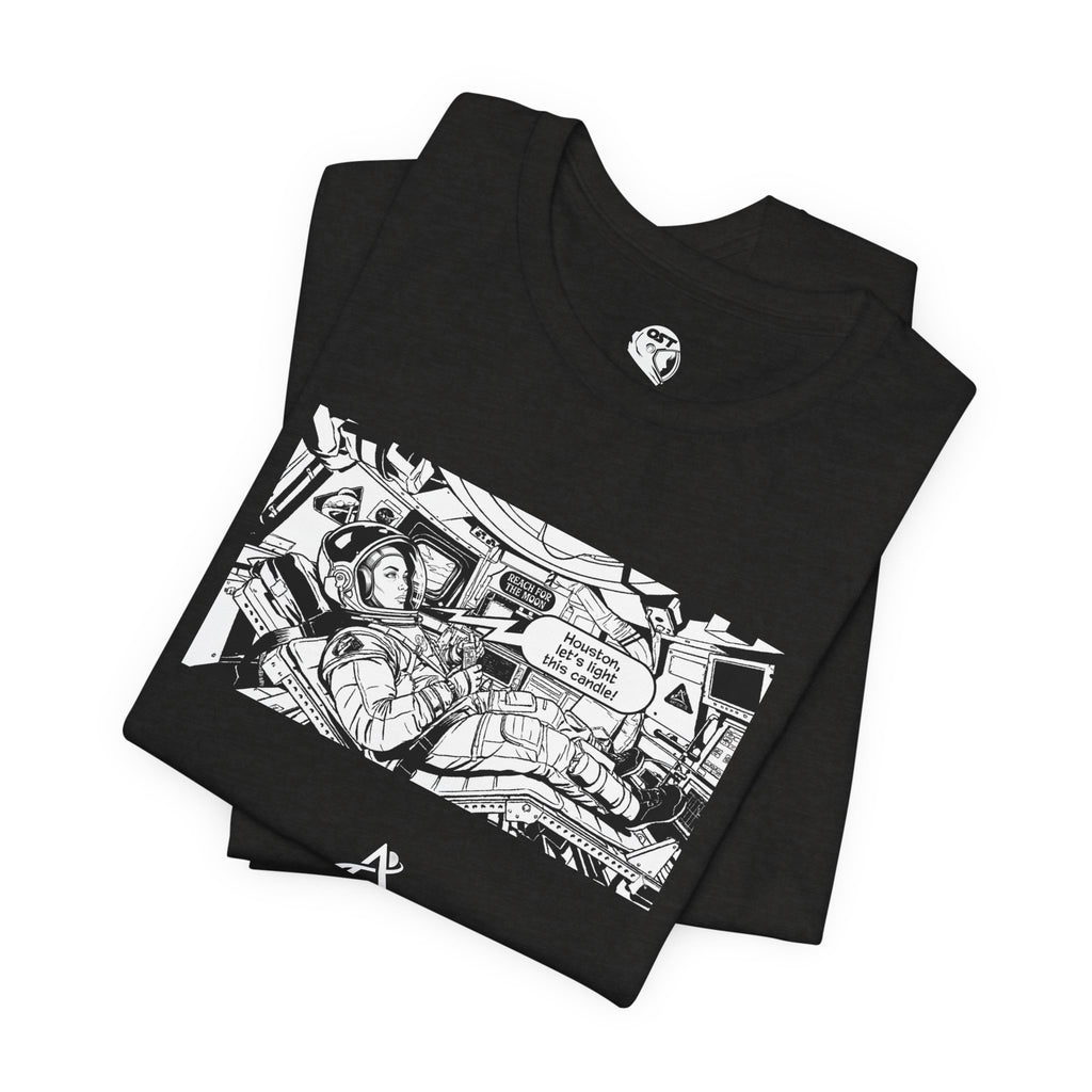 Moon Launch Astronaut Tee | Black Graphic Panel, Streetwear Illustration
