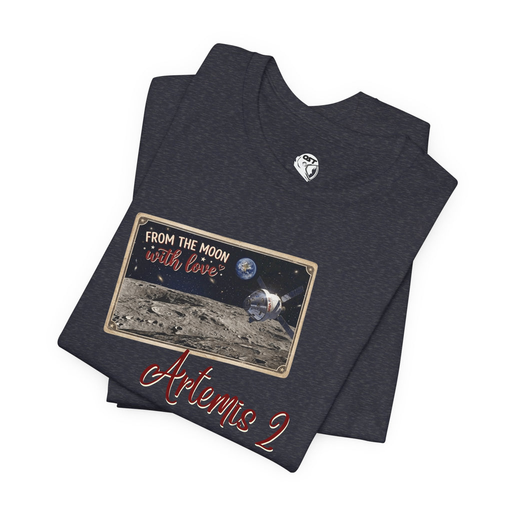 Artemis 2 Moon Postcard T-shirt | Space Mission Graphic Tee