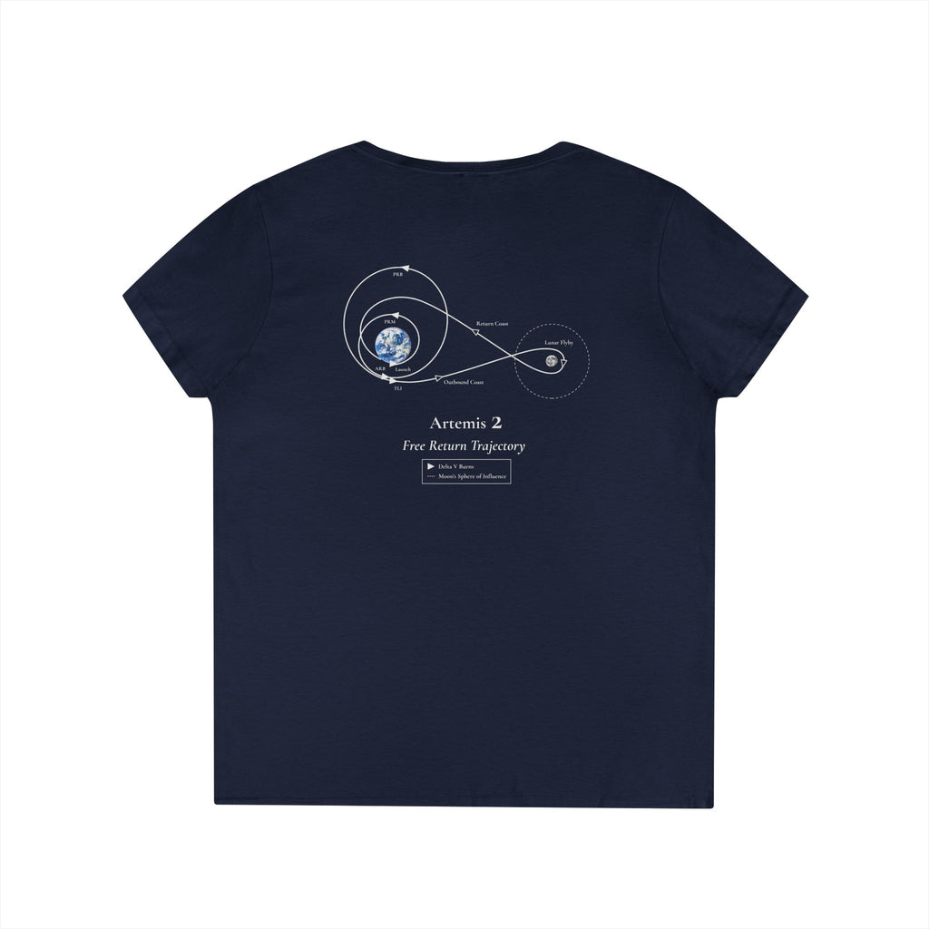 Artemis 2 Moon Postcard V-Neck T-Shirt | Lunar Mission Shirt