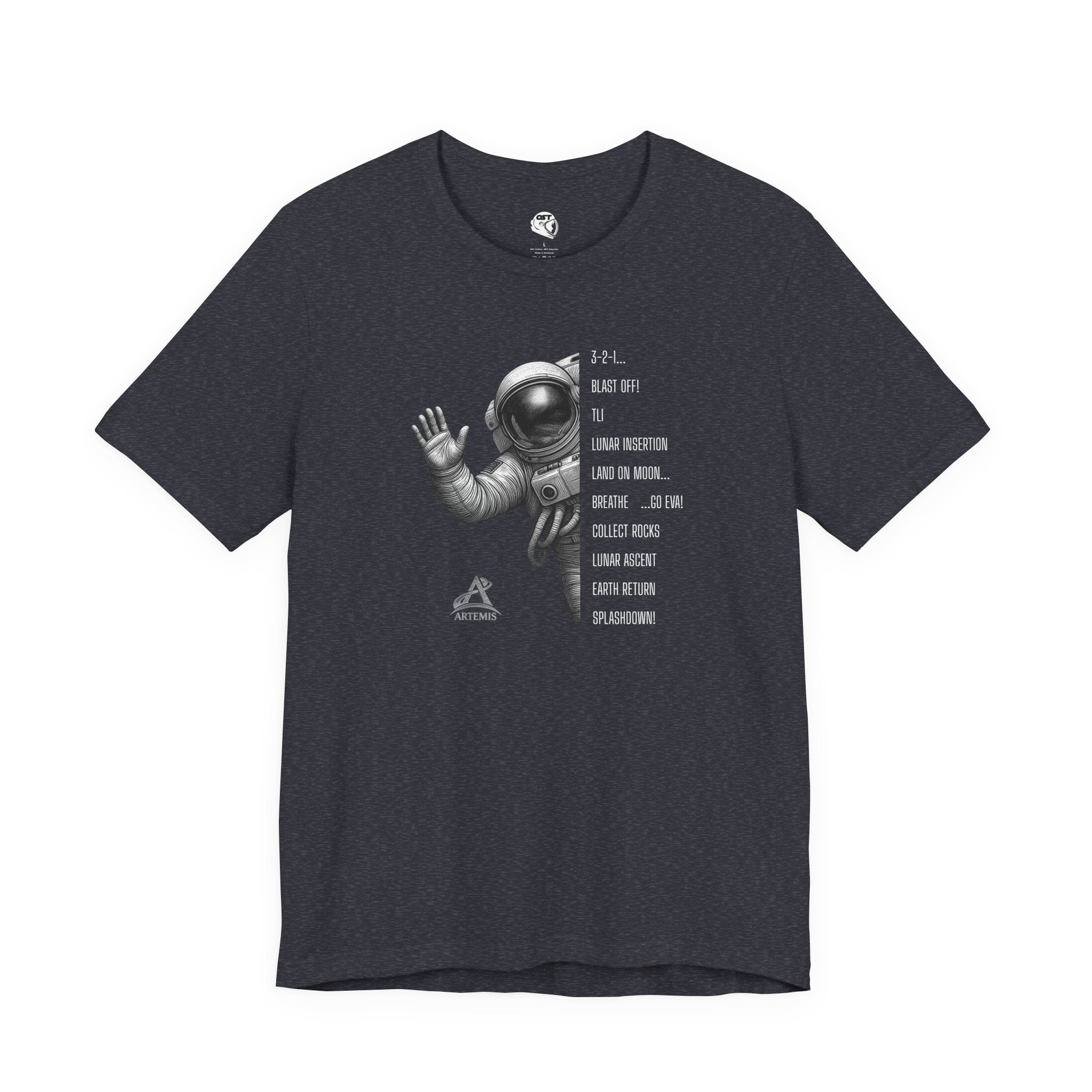 Artemis Mission Timeline with Astronaut | Space Mission Vintage Graphic Tee
