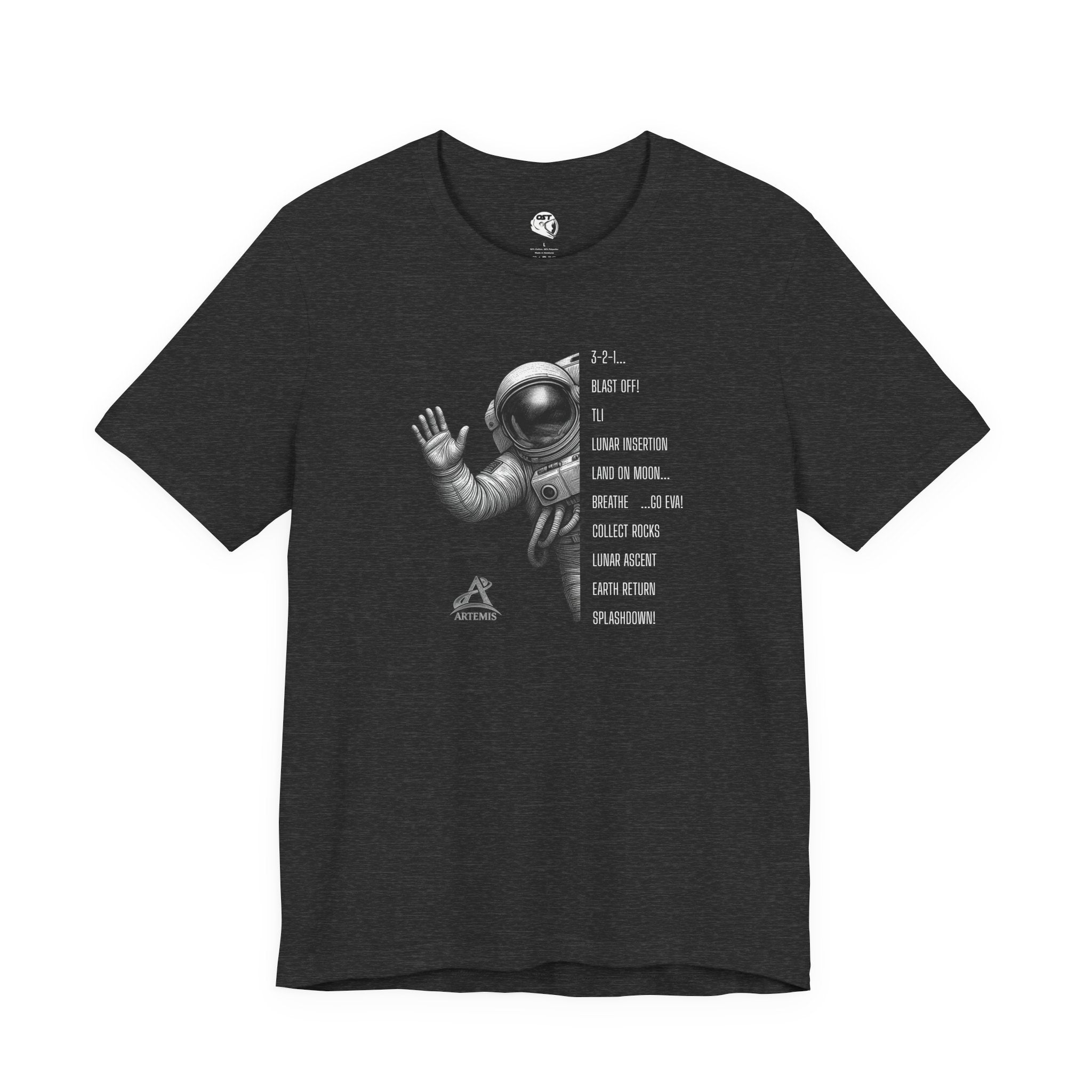 Artemis Mission Timeline with Astronaut | Space Mission Vintage Graphic Tee