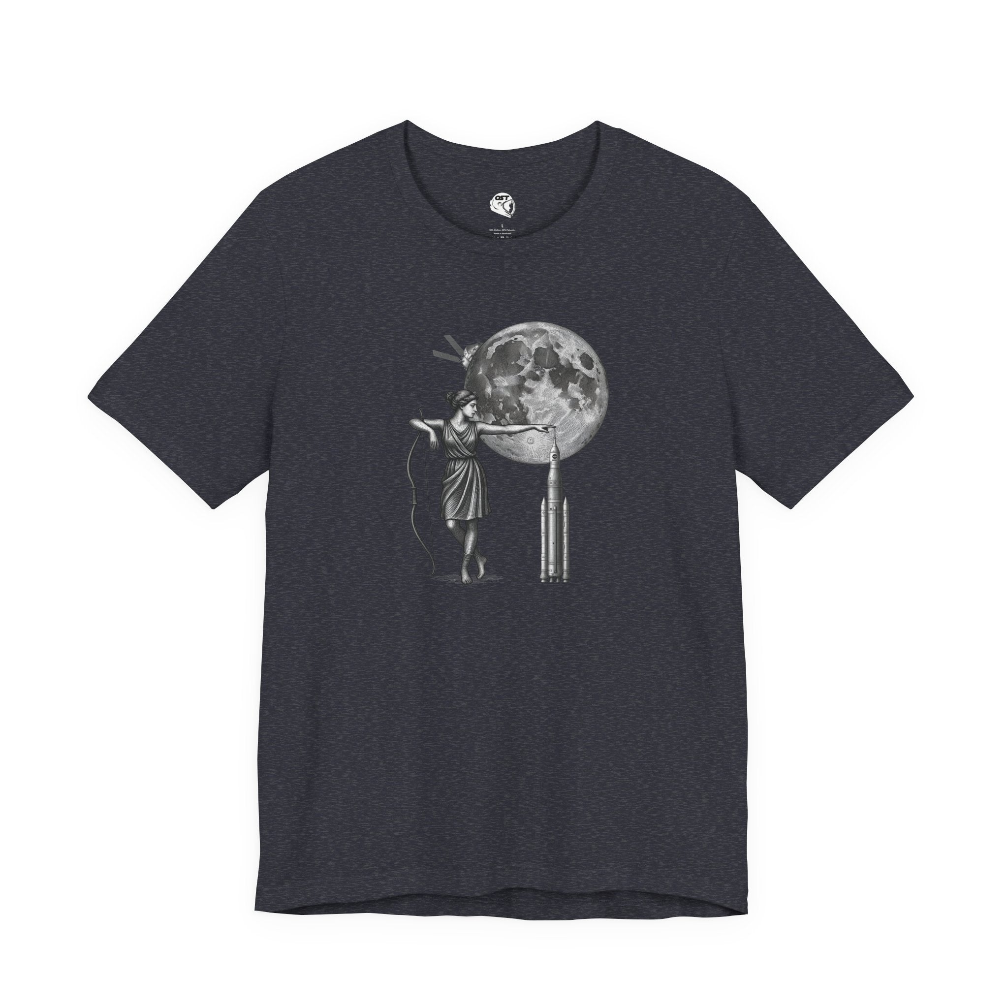 Artemis Moon Goddess with Rocket, Moon & Orion T-shirt | Space Mission Vintage Graphic Tee