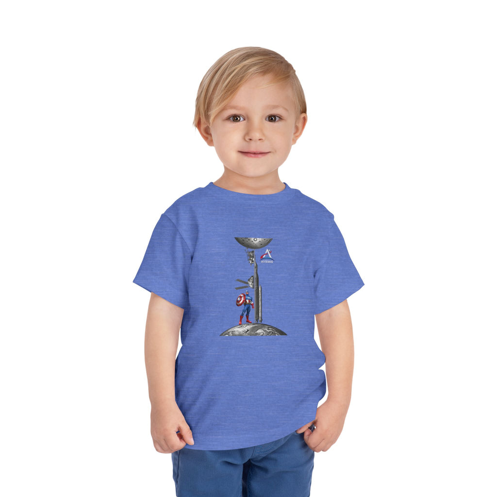 Astronaut Kid on Moon Toddler Tee | Space Helmet Rocket Illustration