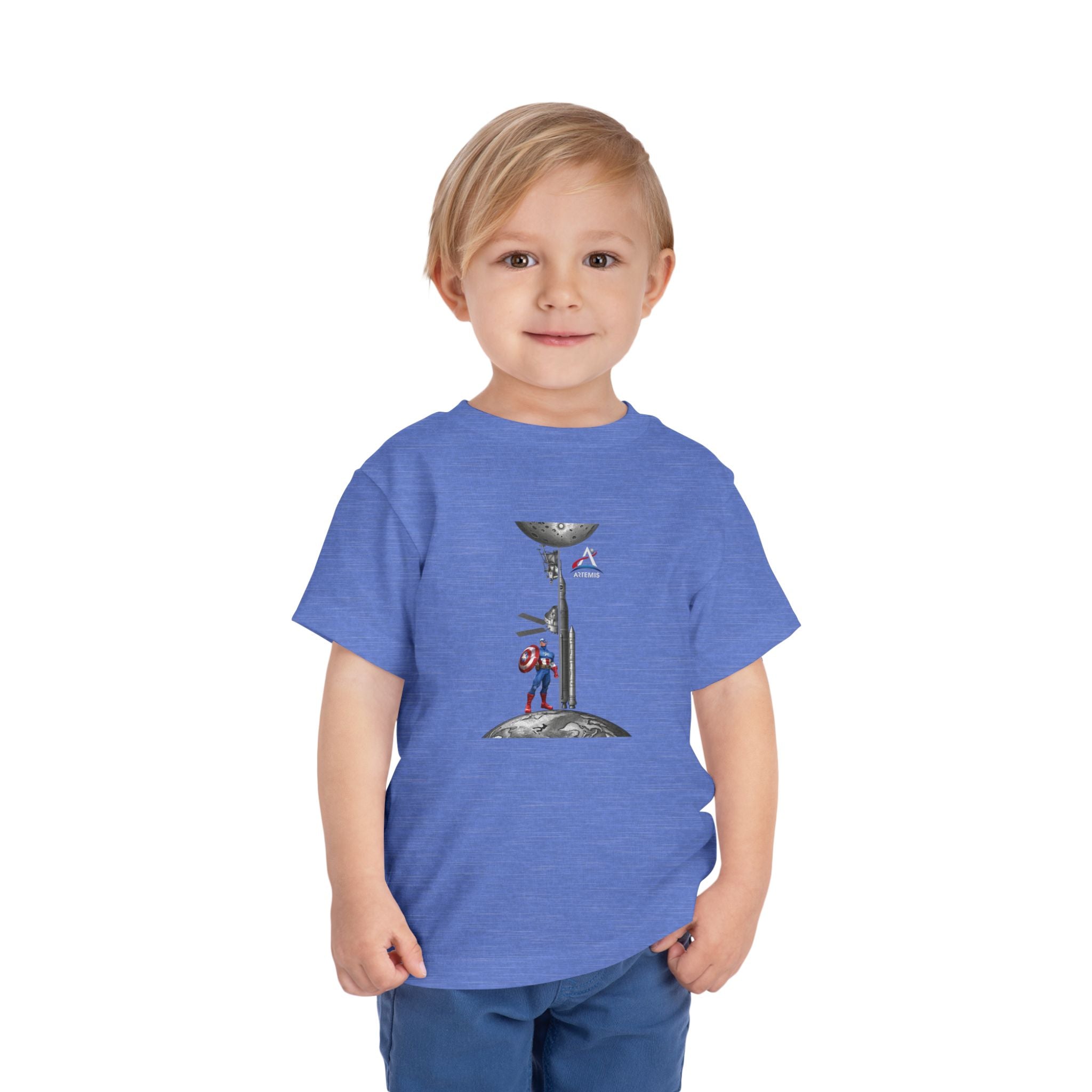 Astronaut Kid on Moon Toddler Tee | Space Helmet Rocket Illustration