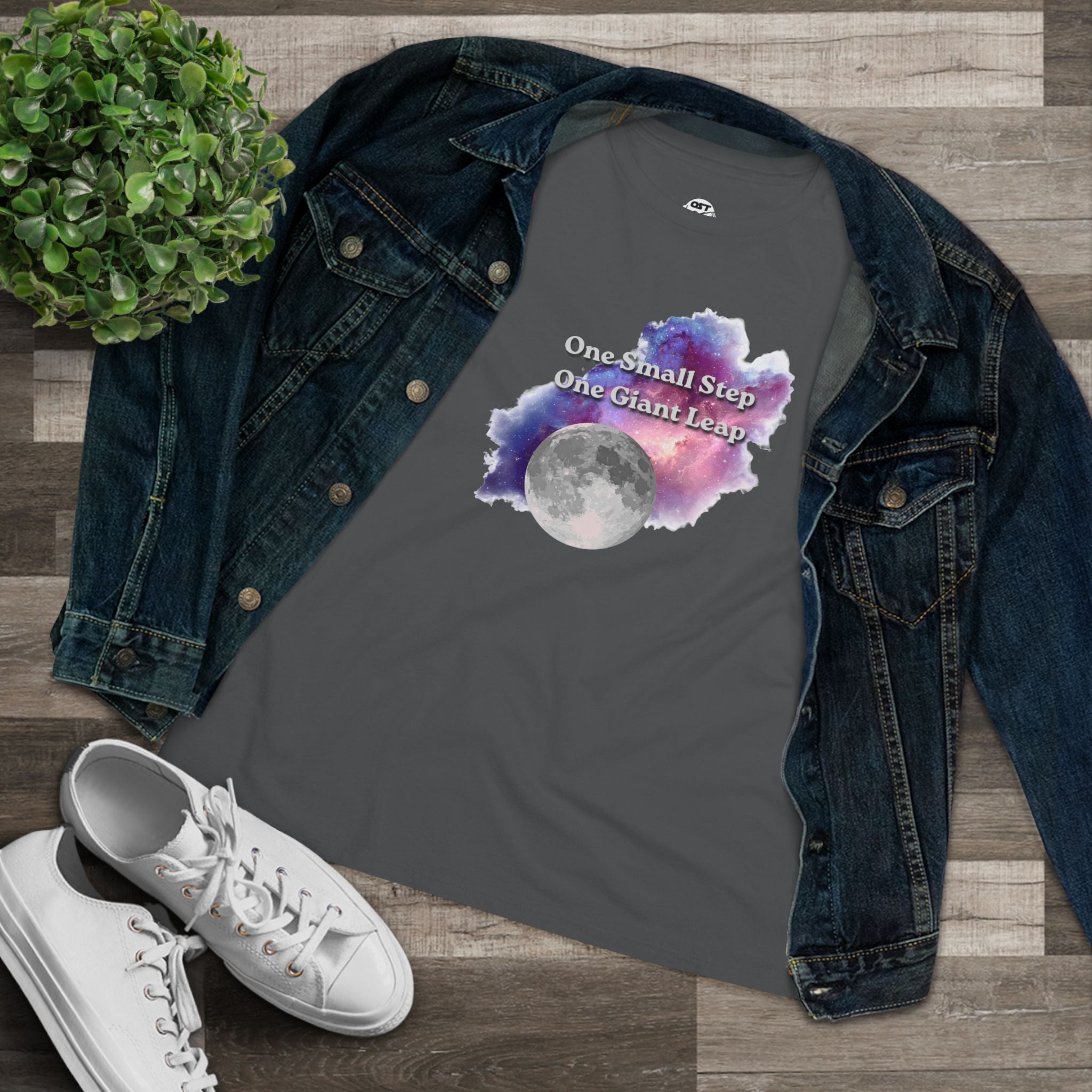 Moon Nebula 'One Small Step One Giant Leap' T-shirt | Space Graphic Tee