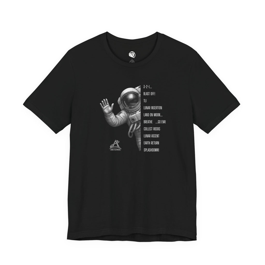 Artemis Mission Timeline with Astronaut | Space Mission Vintage Graphic Tee