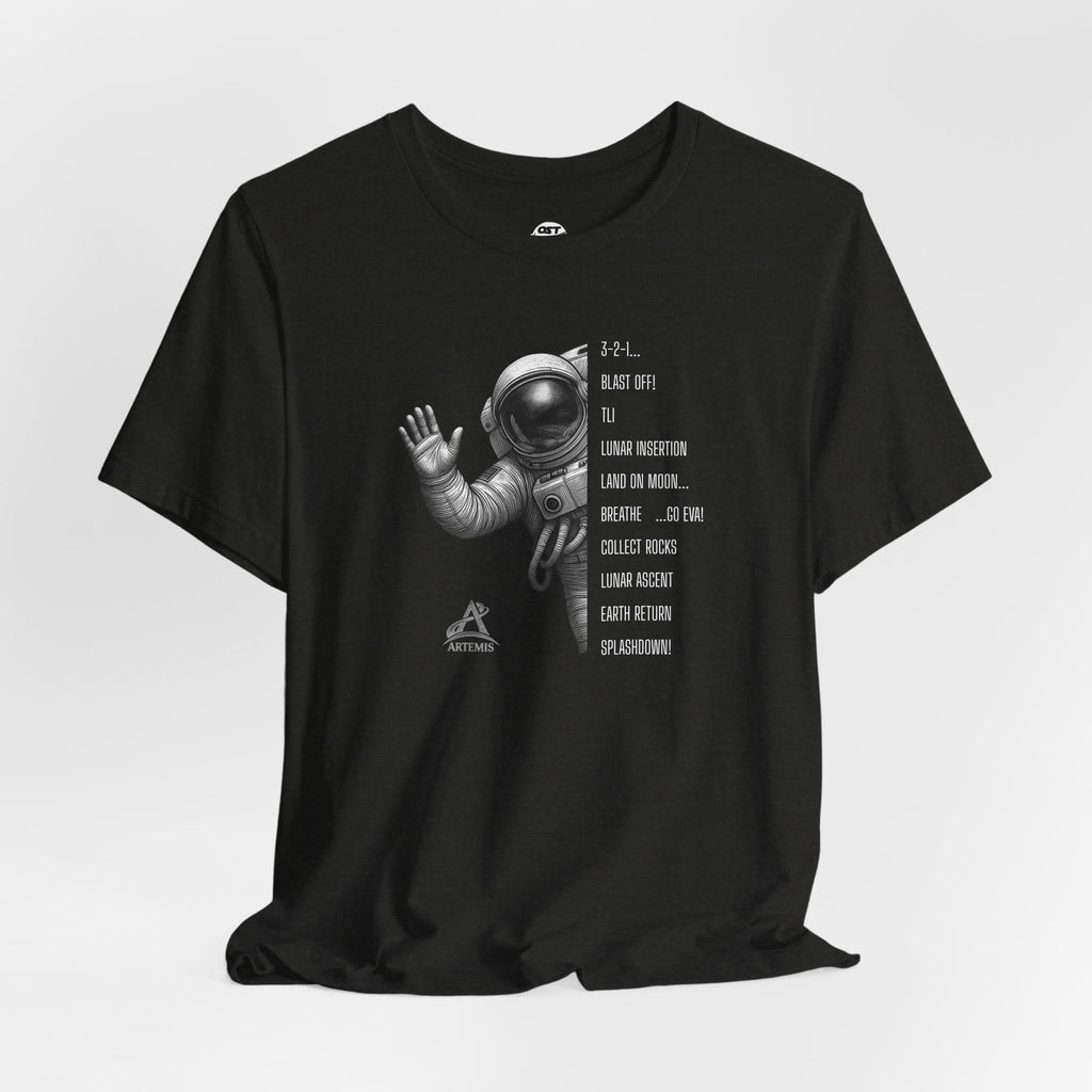 Artemis Mission Timeline with Astronaut | Space Mission Vintage Graphic Tee