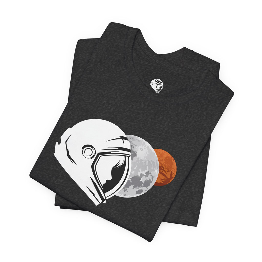 Astronaut with Moon & Mars T-shirt | Space Exploration Graphic Tee