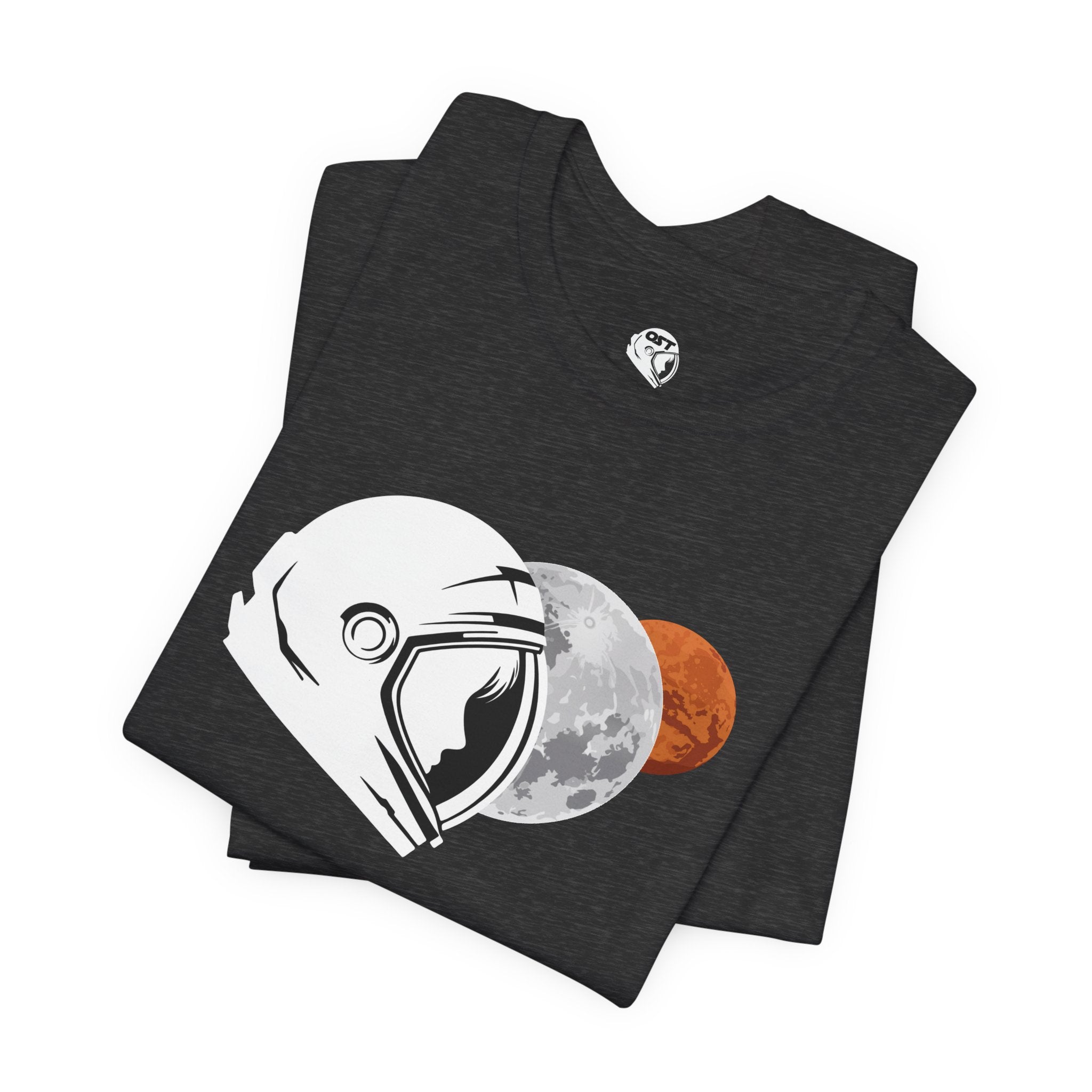 Astronaut with Moon & Mars T-shirt | Space Exploration Graphic Tee