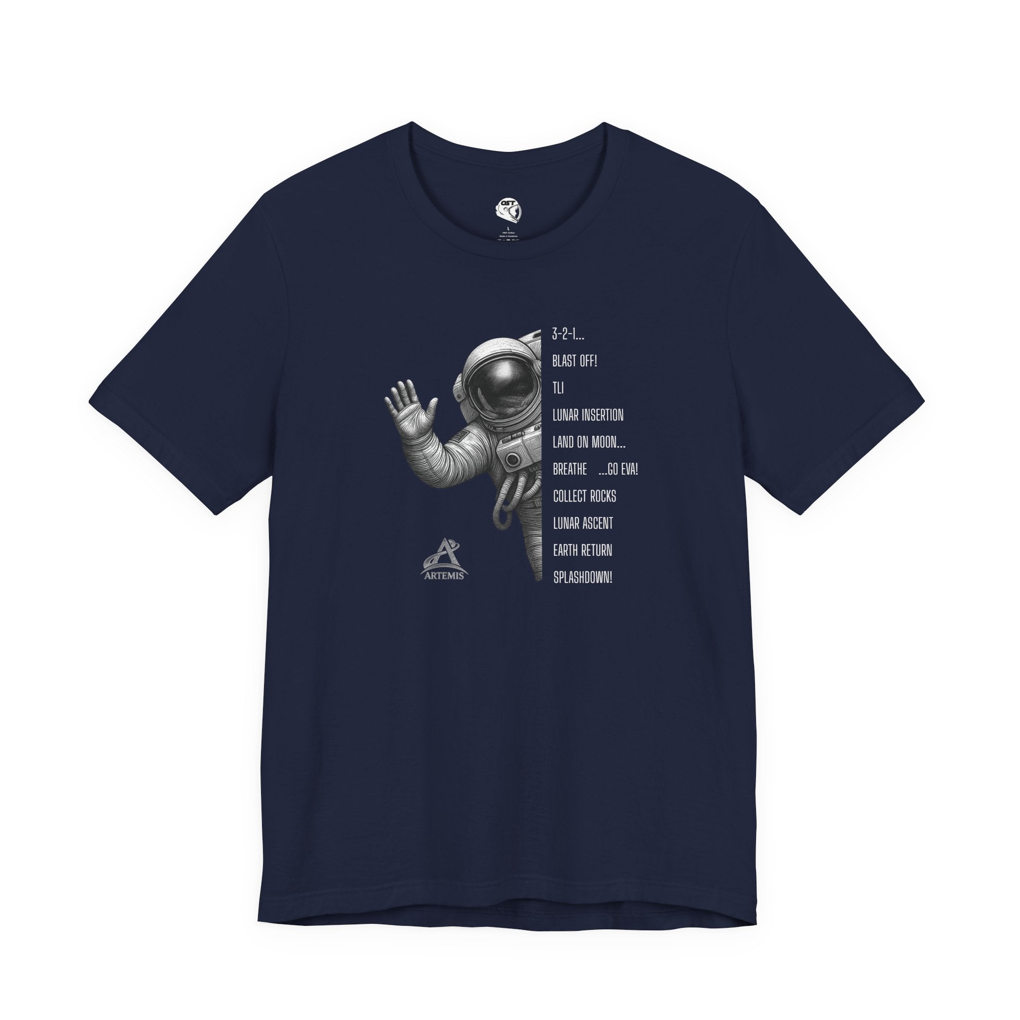 Artemis Mission Timeline with Astronaut | Space Mission Vintage Graphic Tee