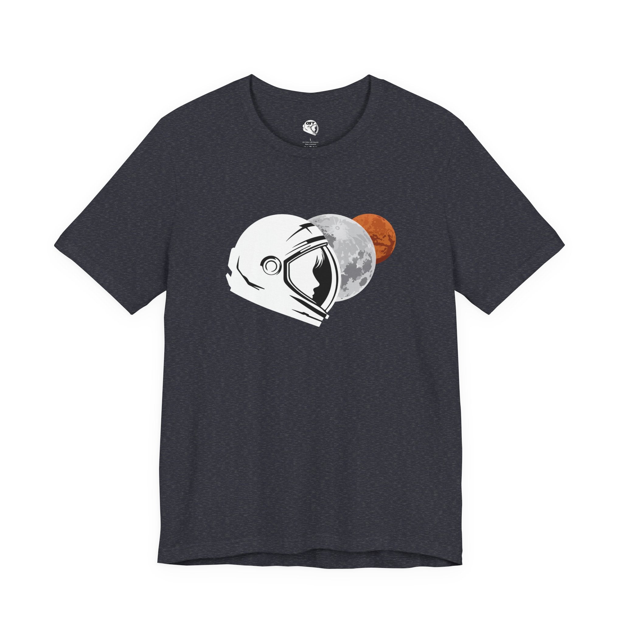 Astronaut with Moon & Mars T-shirt | Space Exploration Graphic Tee