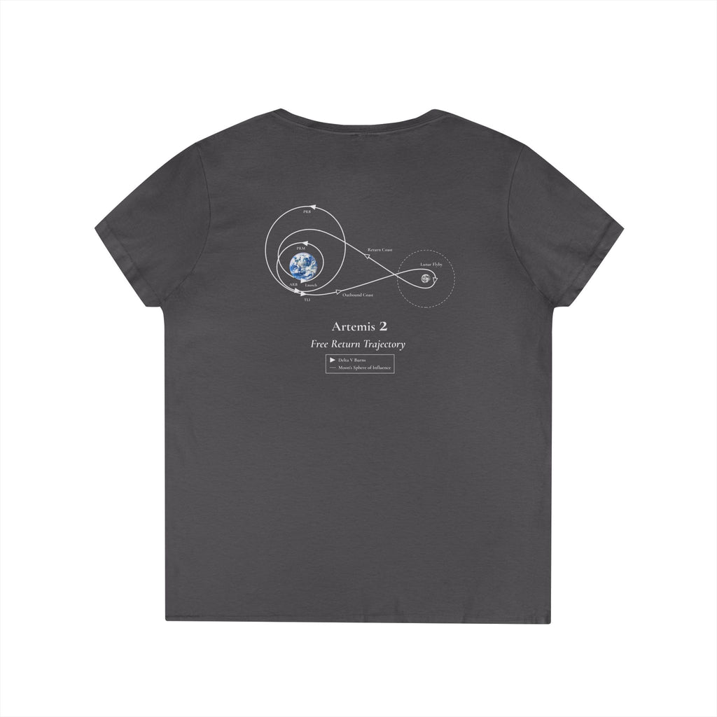 Artemis 2 Moon Postcard V-Neck T-Shirt | Lunar Mission Shirt