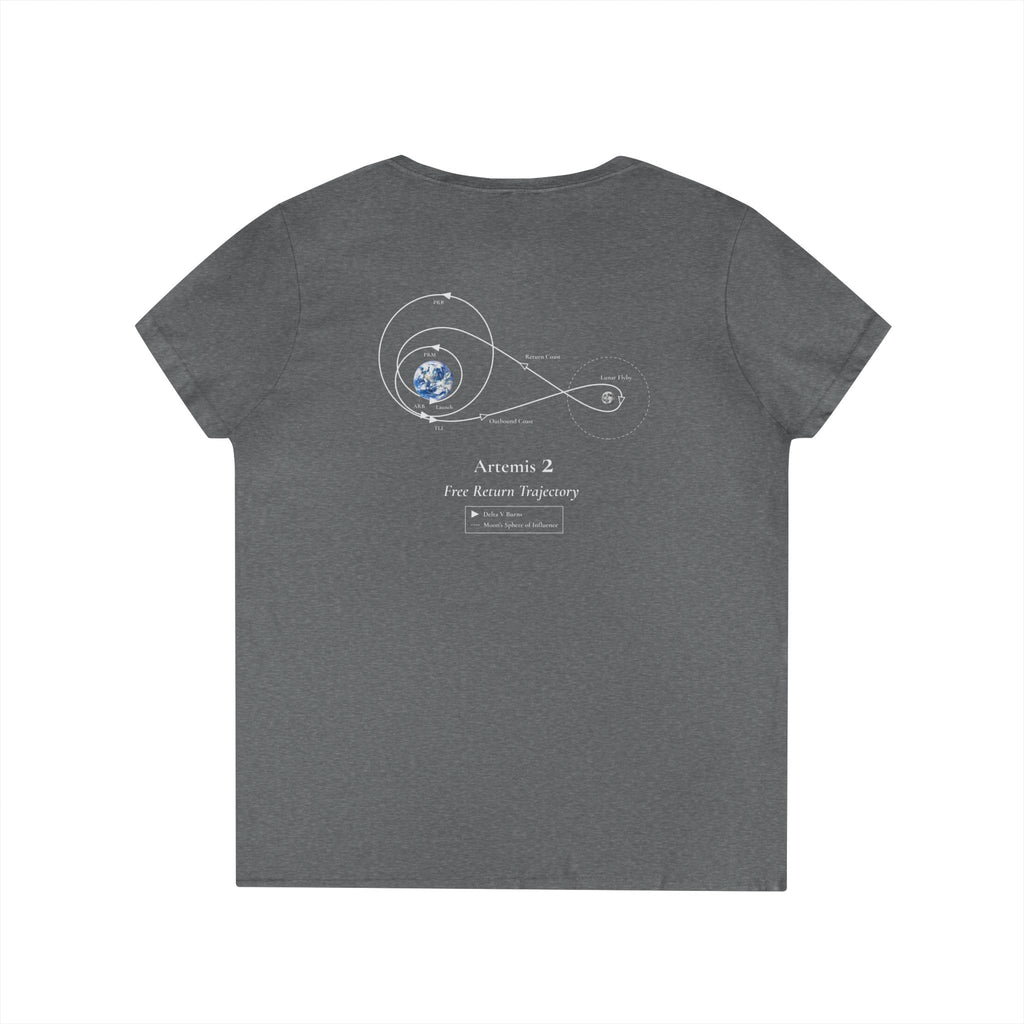 Artemis 2 Moon Postcard V-Neck T-Shirt | Lunar Mission Shirt
