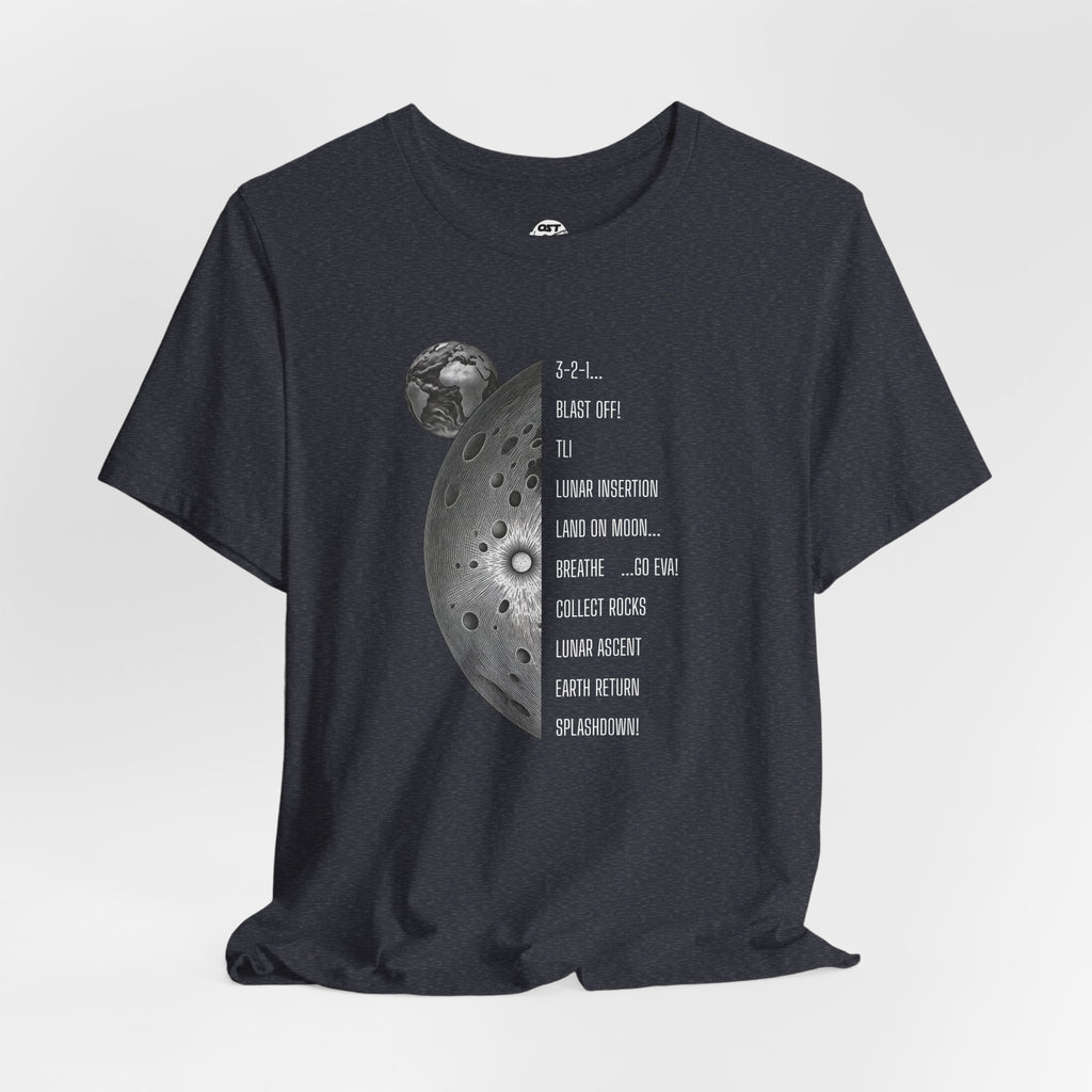 Artemis Mission Timeline with Moon T-shirt | Space Mission Vintage Graphic Tee