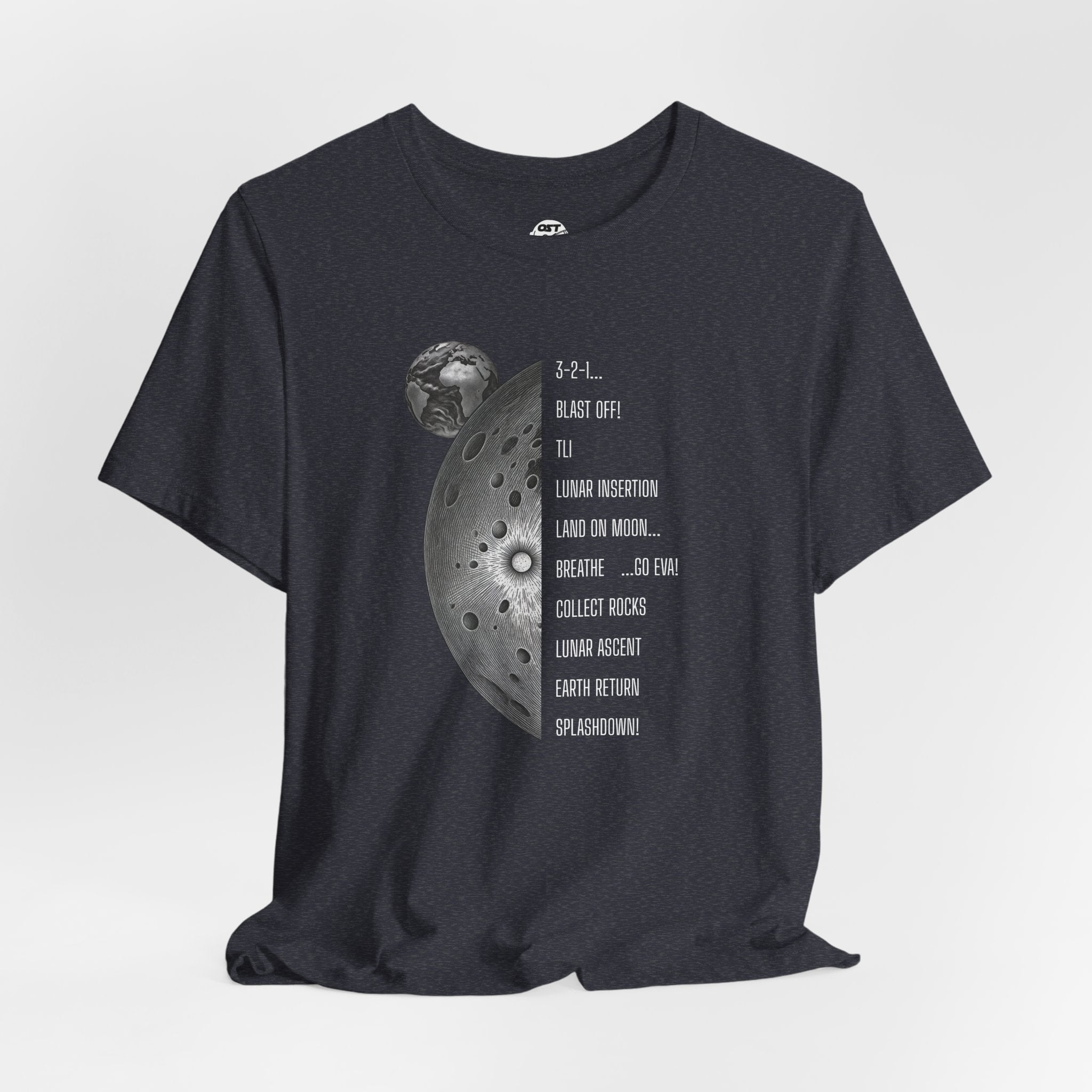 Artemis Mission Timeline with Moon T-shirt | Space Mission Vintage Graphic Tee