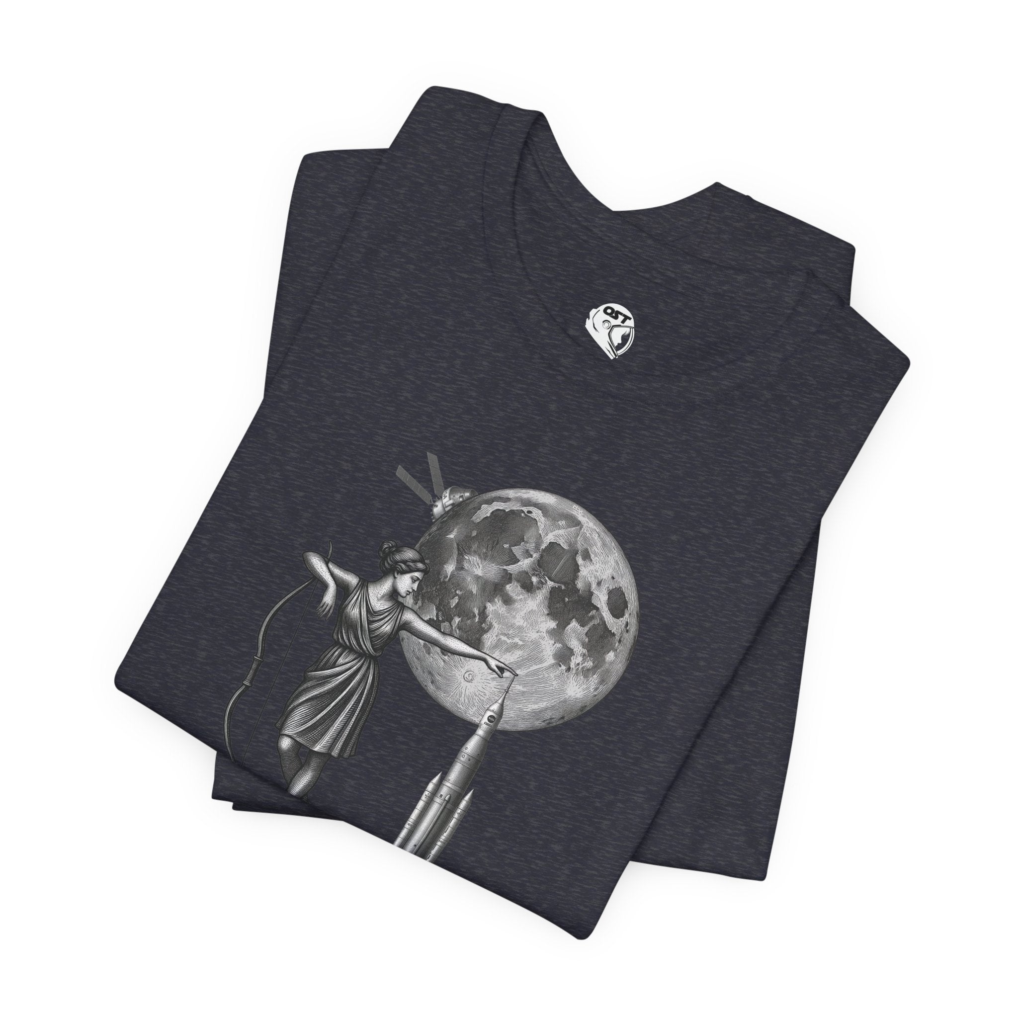 Artemis Moon Goddess with Rocket, Moon & Orion T-shirt | Space Mission Vintage Graphic Tee