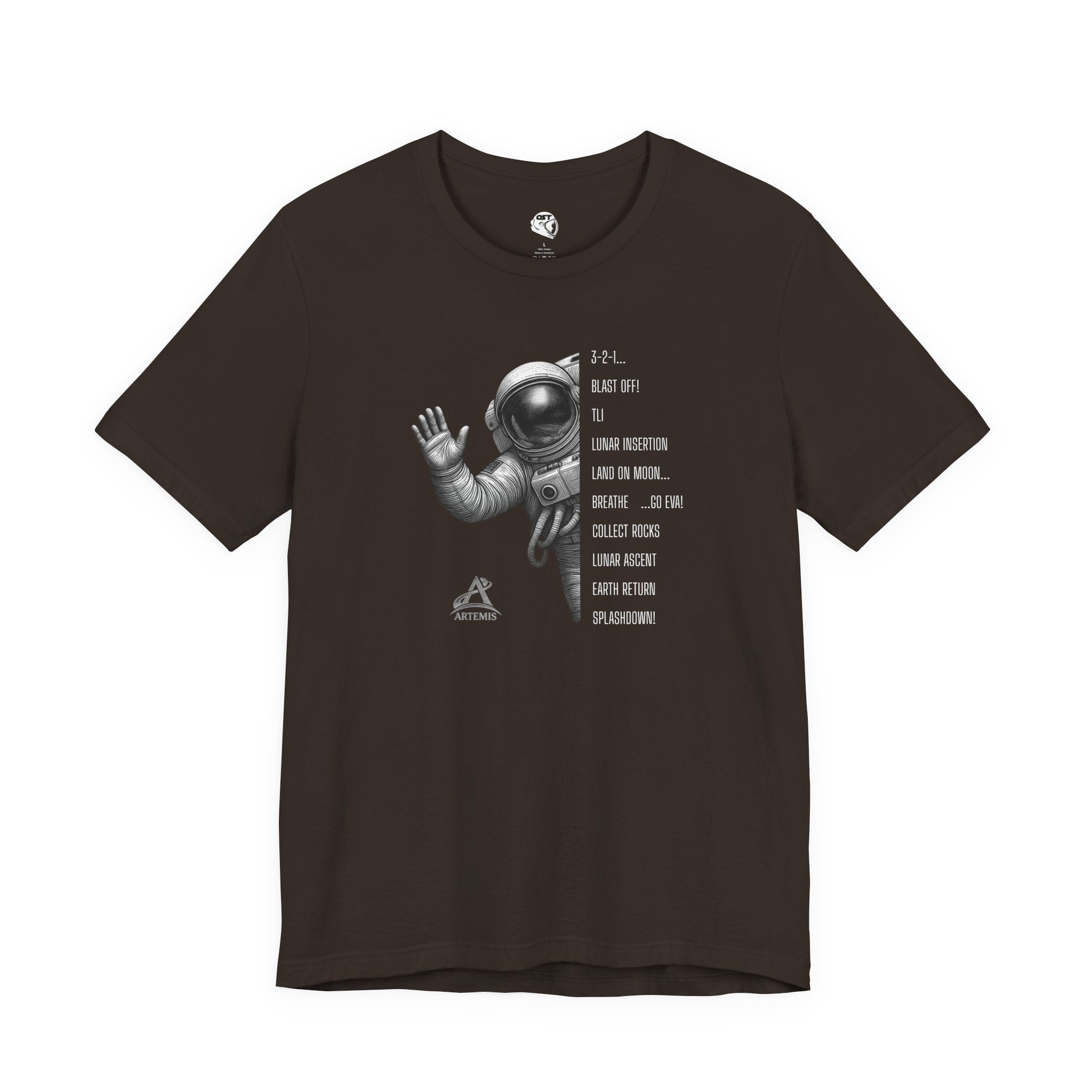 Artemis Mission Timeline with Astronaut | Space Mission Vintage Graphic Tee