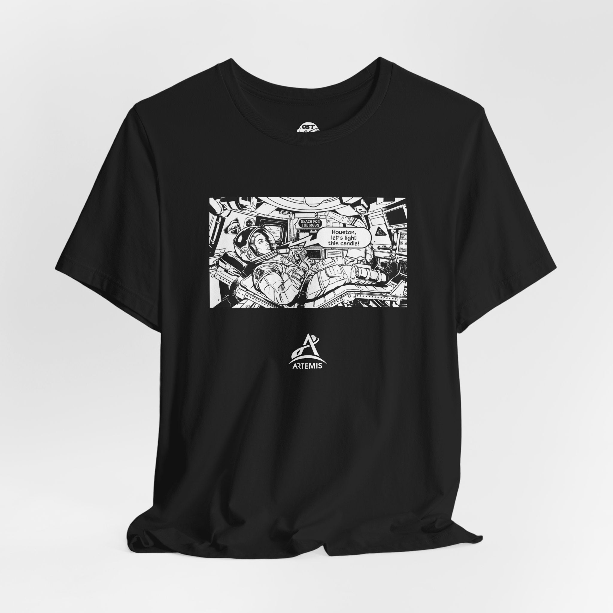 Moon Launch Astronaut Tee | Black Graphic Panel, Streetwear Illustration