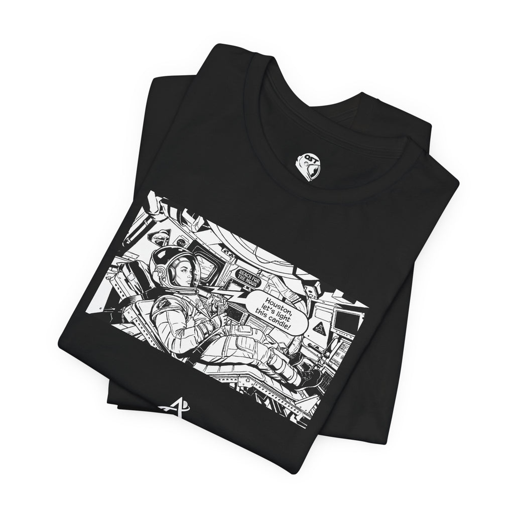 Moon Launch Astronaut Tee | Black Graphic Panel, Streetwear Illustration