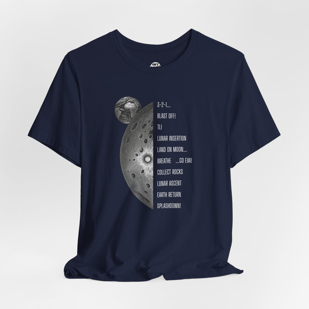 Artemis Mission Timeline with Moon T-shirt | Space Mission Vintage Graphic Tee
