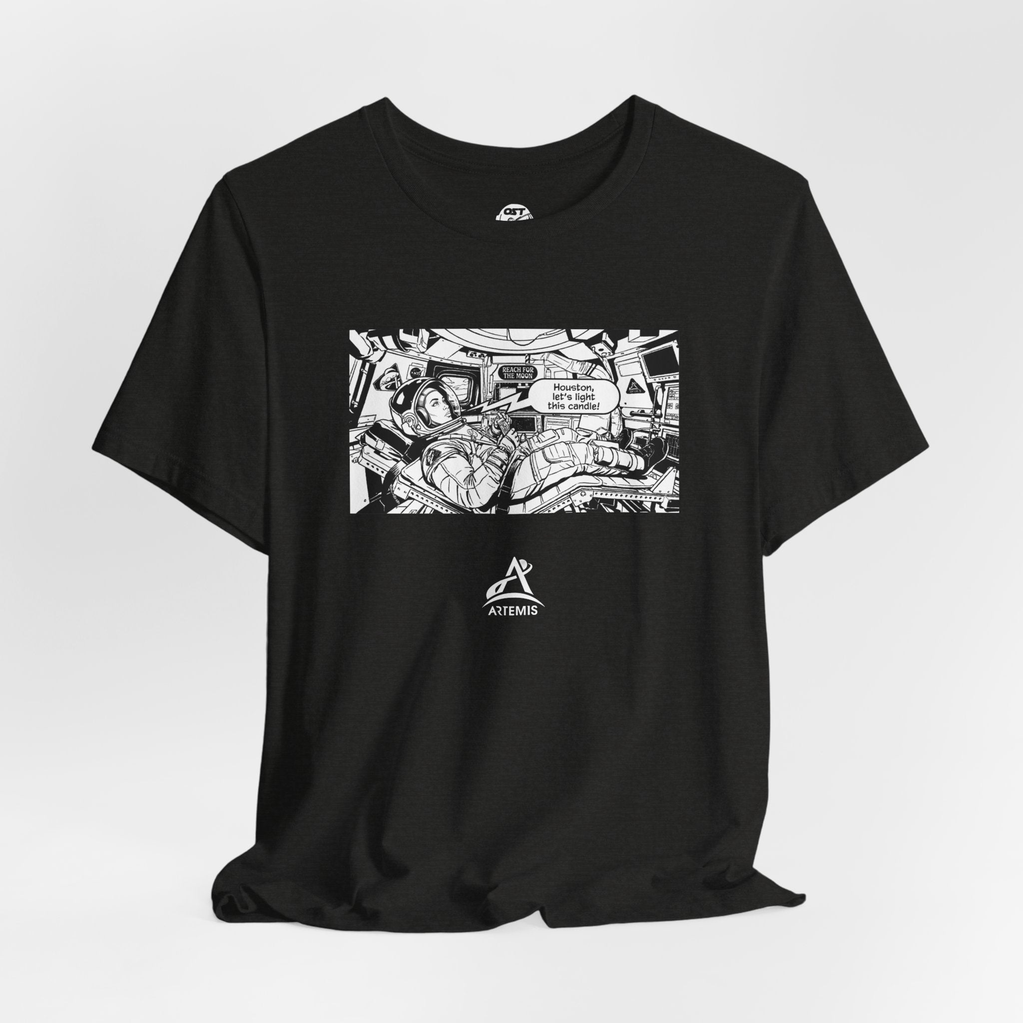 Moon Launch Astronaut Tee | Black Graphic Panel, Streetwear Illustration