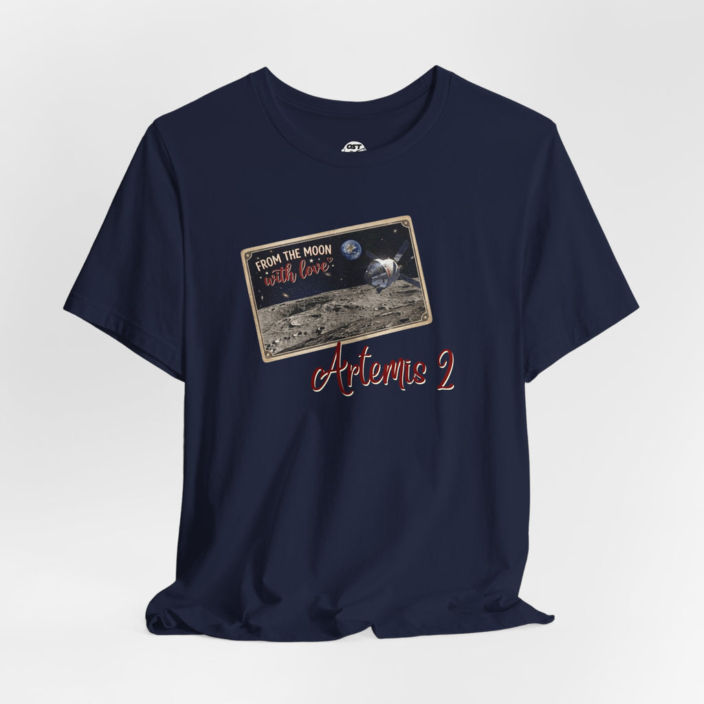 Artemis 2 Moon Postcard T-shirt | Space Mission Graphic Tee