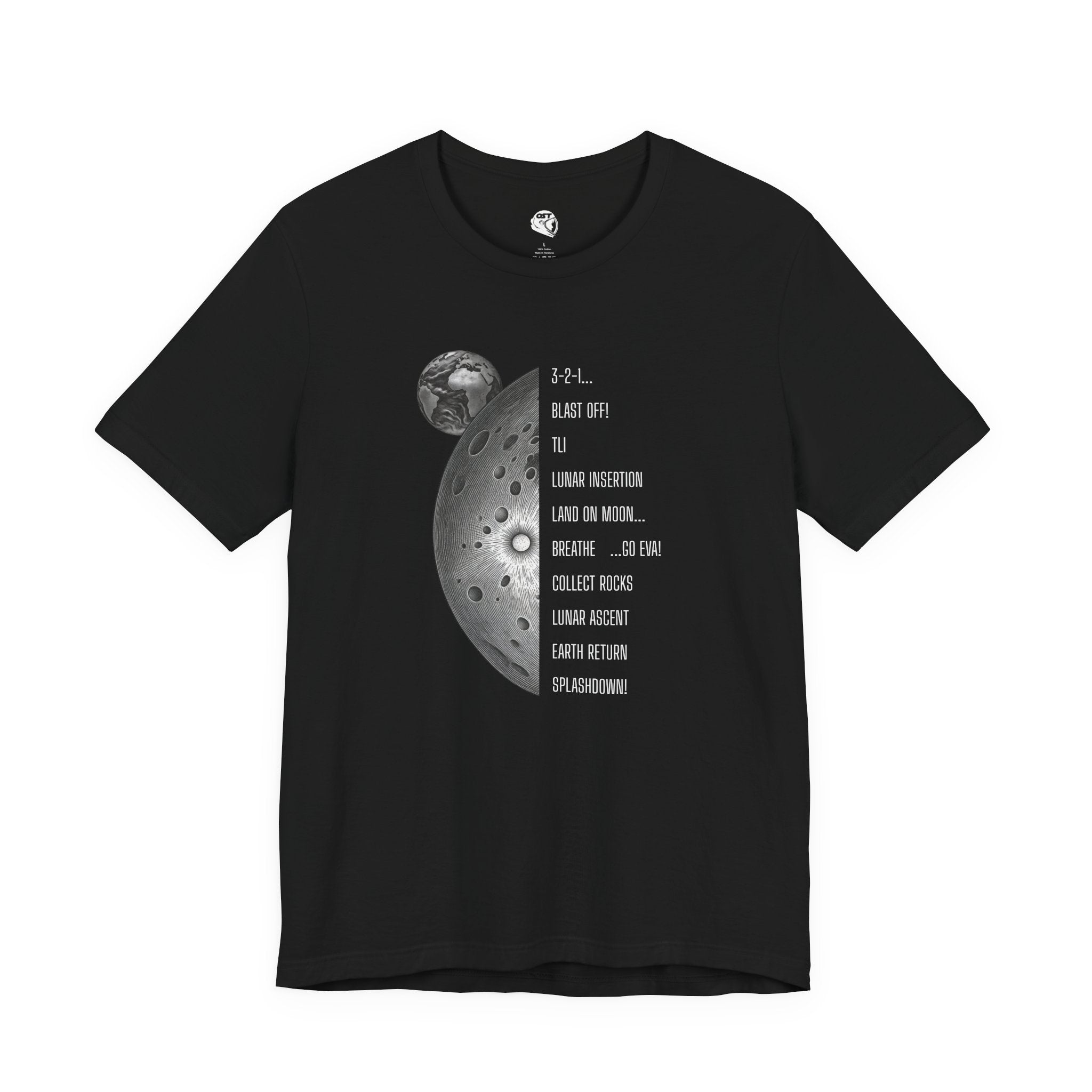 Artemis Mission Timeline with Moon T-shirt | Space Mission Vintage Graphic Tee