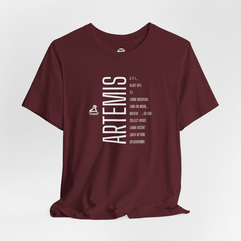 Artemis Mission Timeline T-shirt - Vertical | Space Mission Graphic Tee