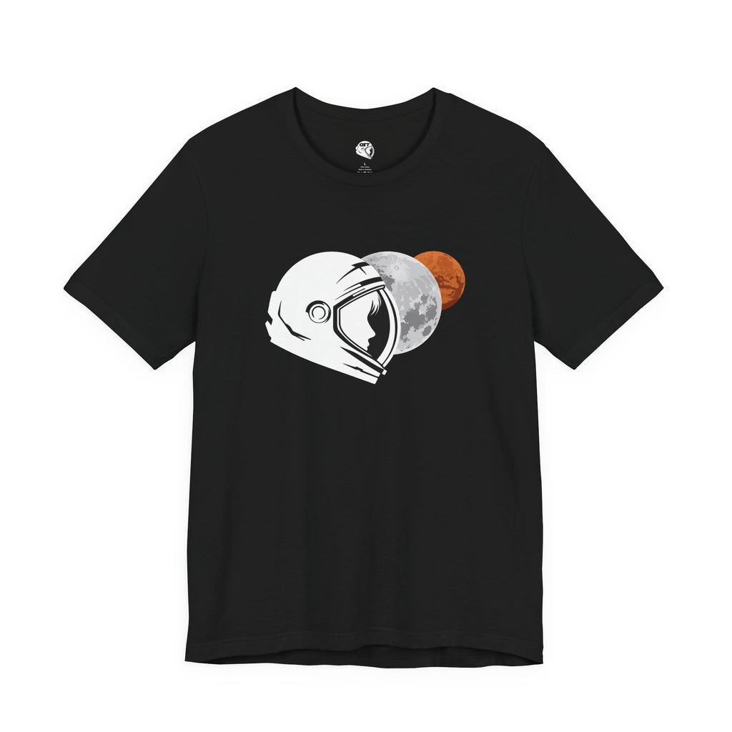 Astronaut with Moon & Mars T-shirt | Space Exploration Graphic Tee