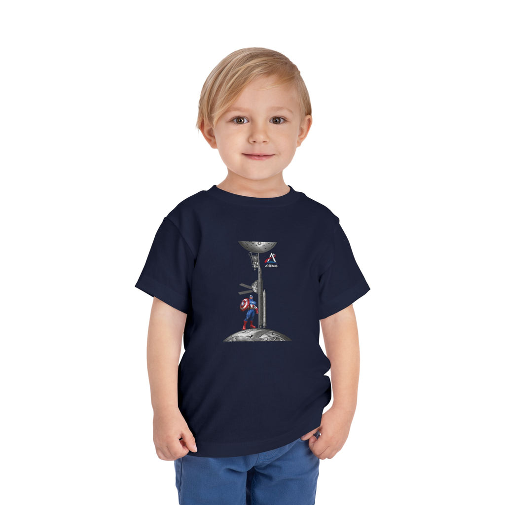 Astronaut Kid on Moon Toddler Tee | Space Helmet Rocket Illustration