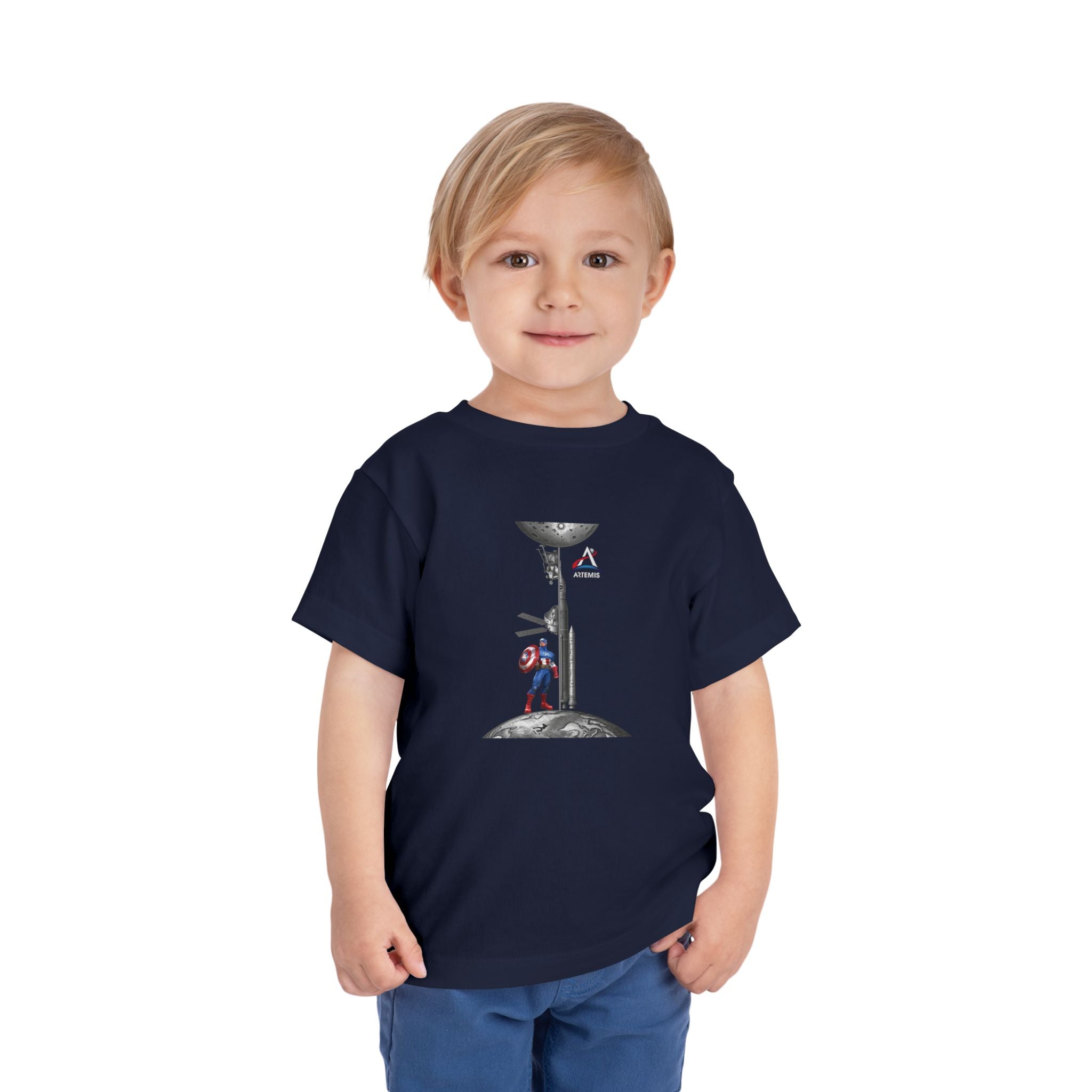 Astronaut Kid on Moon Toddler Tee | Space Helmet Rocket Illustration