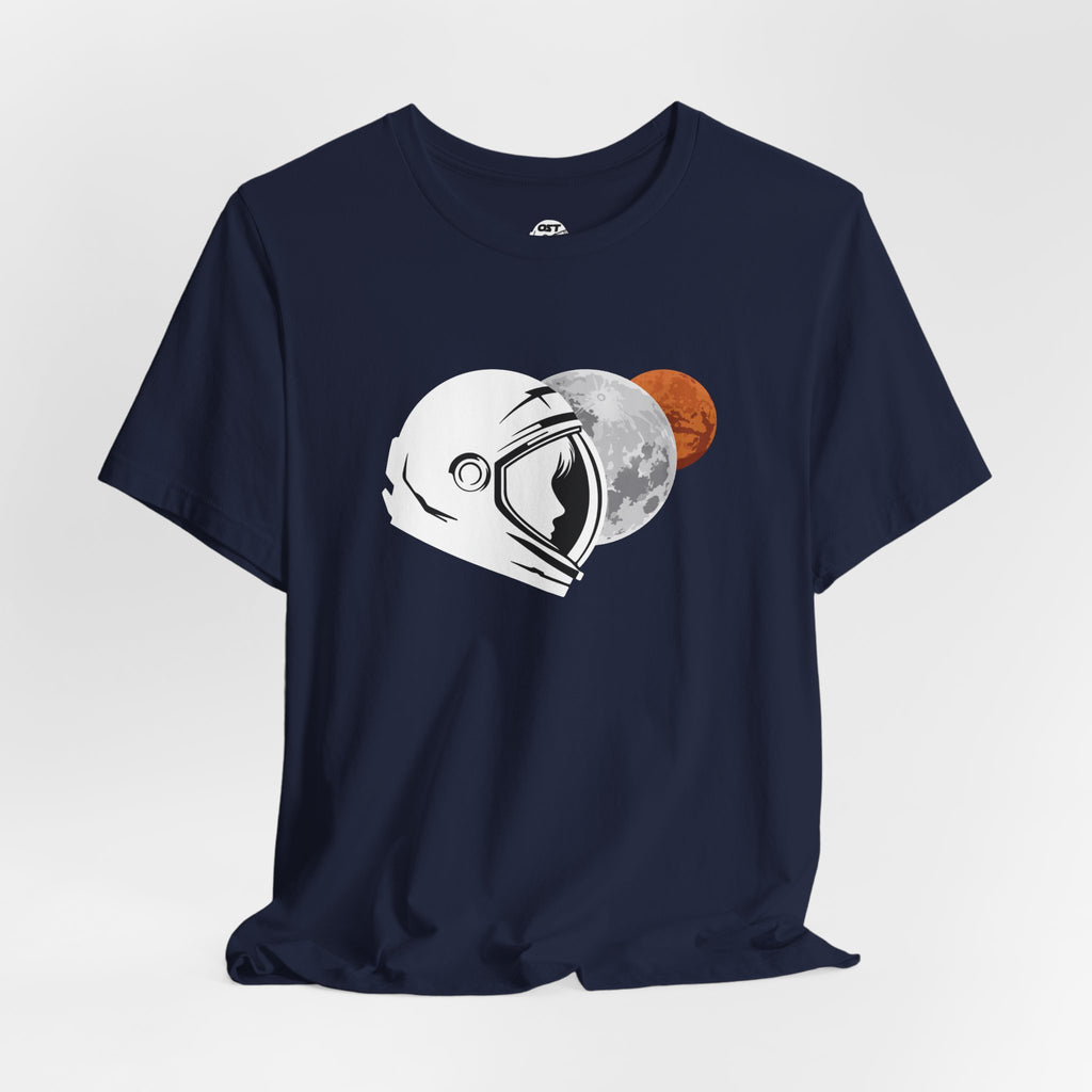 Astronaut with Moon & Mars T-shirt | Space Exploration Graphic Tee