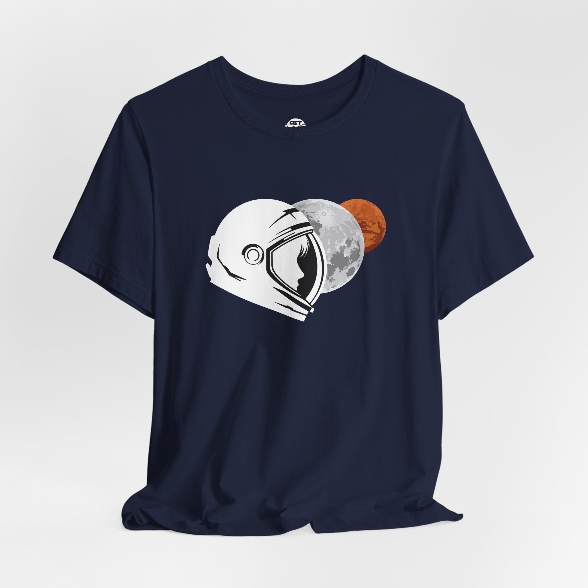 Astronaut with Moon & Mars T-shirt | Space Exploration Graphic Tee
