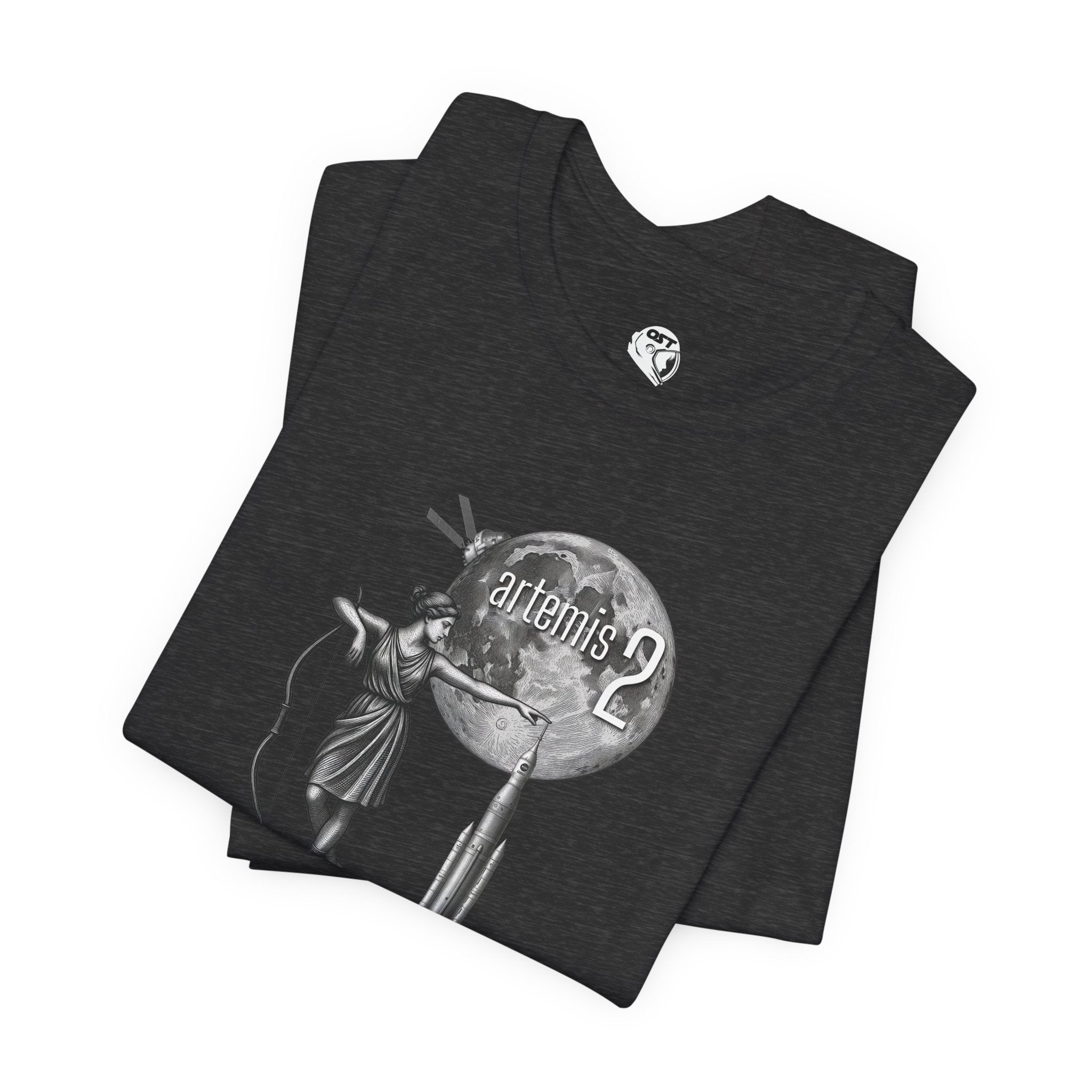 Artemis 2 Mission with Moon Goddess, Rocket, Moon & Orion T-shirt | Space Mission Vintage Graphic Tee