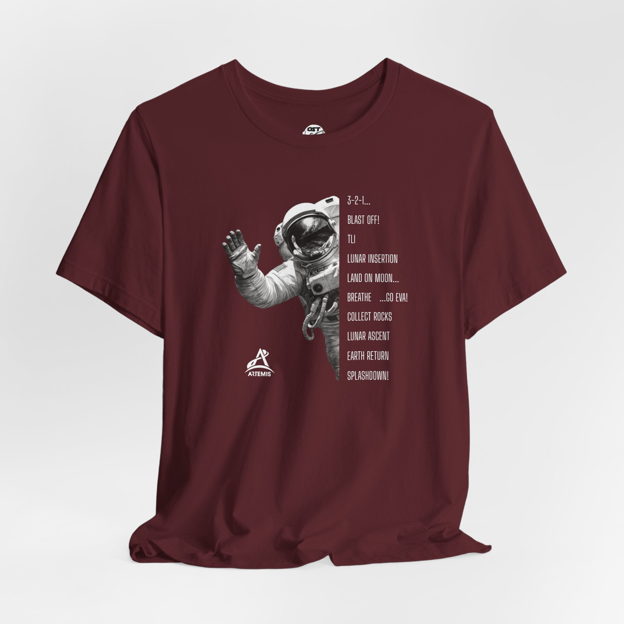 Artemis Mission Timeline with Astronaut T-shirt | Space Mission Graphic Tee